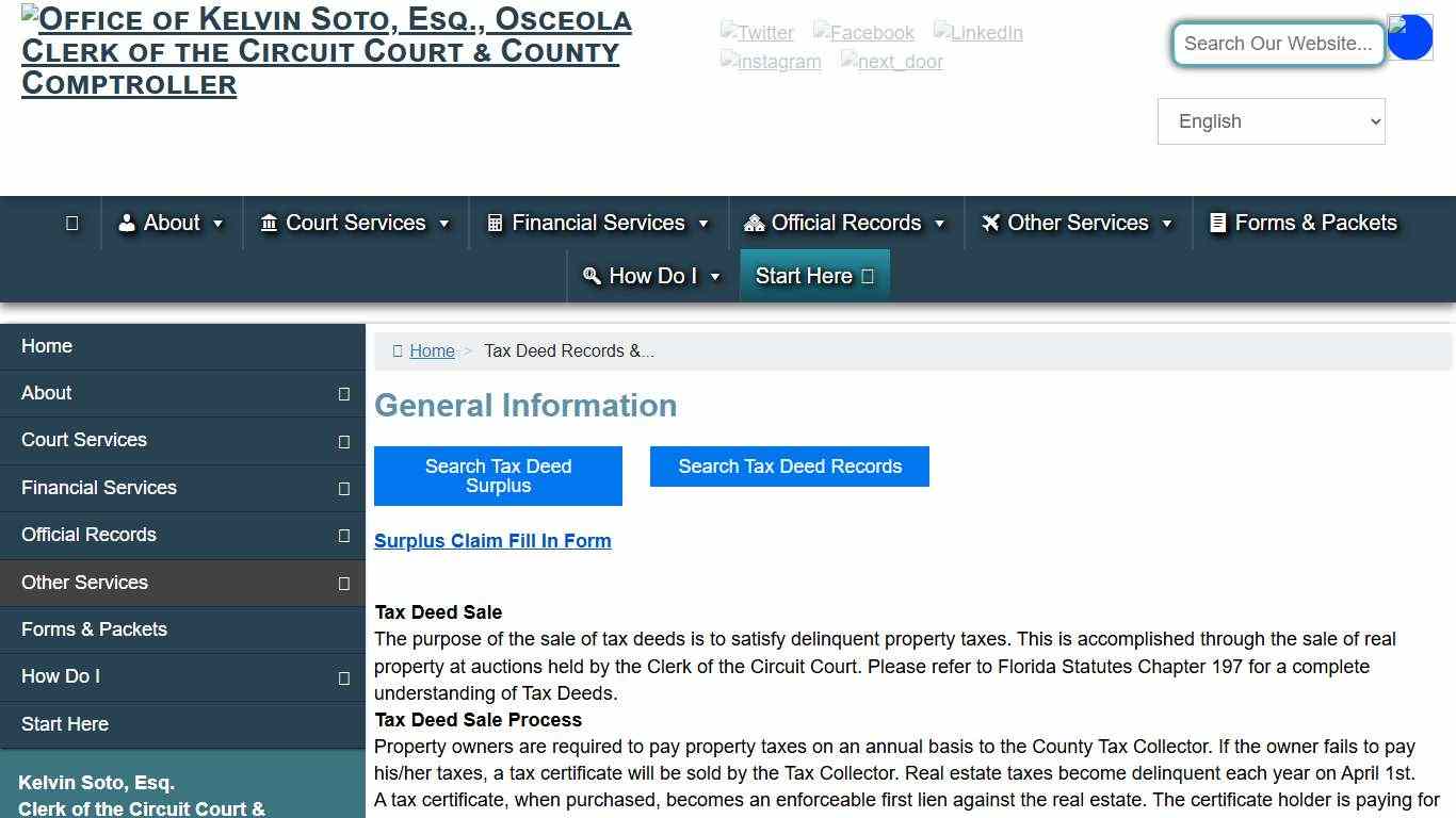 Tax Deed Records & Sales – Office of Kelvin Soto, Esq., Osceola Clerk of the Circuit Court & County Comptroller